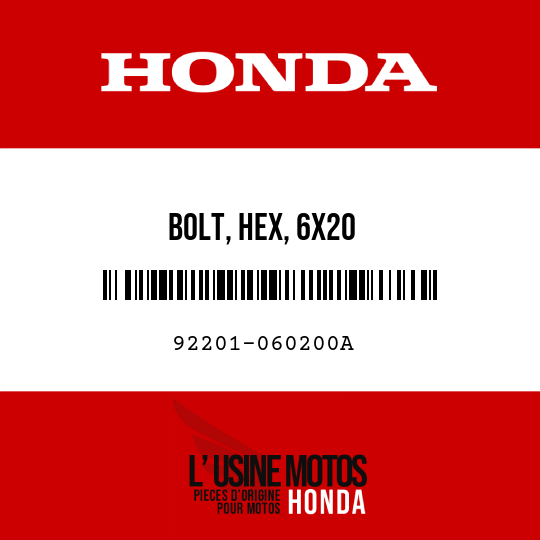 image de 92201-060200A BOLT, HEX, 6X20