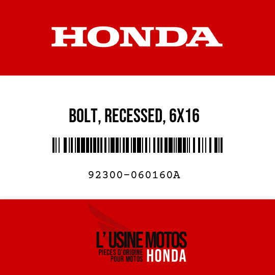 image de 92300-060160A BOLT, RECESSED, 6X16