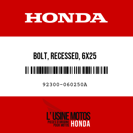 image de 92300-060250A BOLT, RECESSED, 6X25