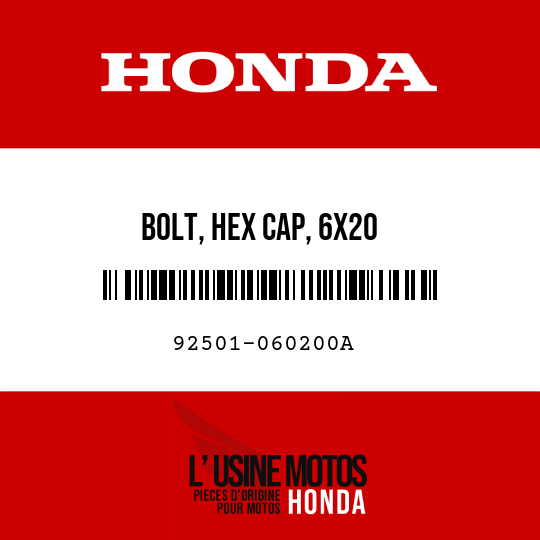 image de 92501-060200A BOLT, HEX CAP, 6X20