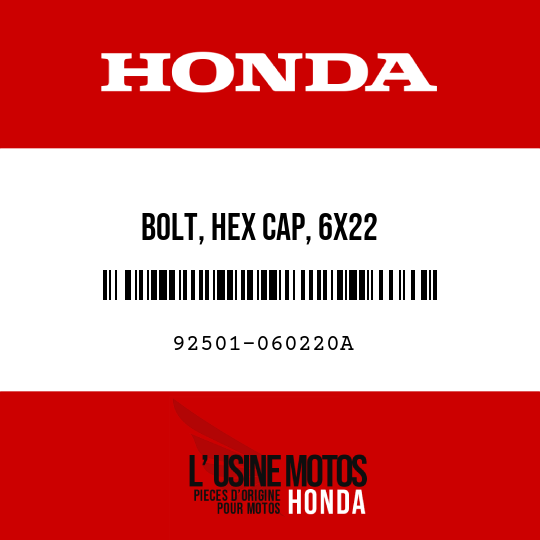 image de 92501-060220A BOLT, HEX CAP, 6X22