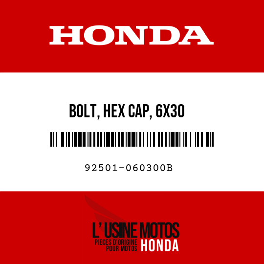 image de 92501-060300B BOLT, HEX CAP, 6X30