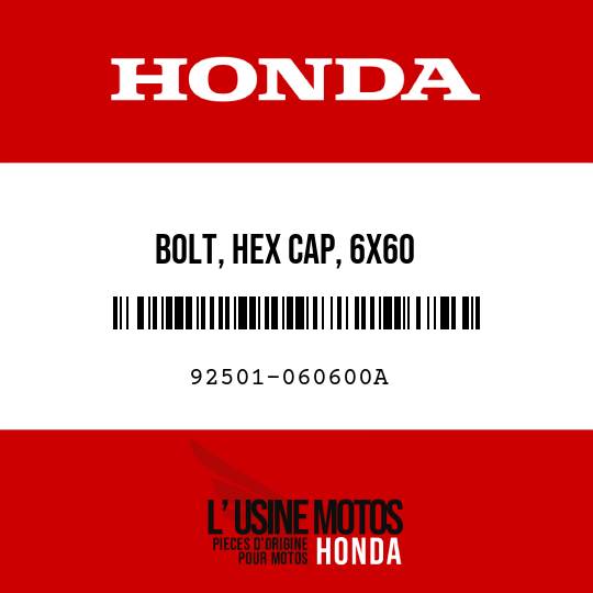 image de 92501-060600A BOLT, HEX CAP, 6X60