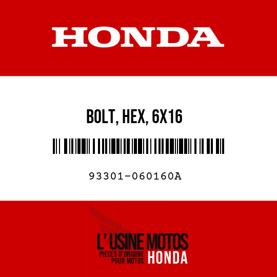 image de 93301-060160A BOLT, HEX, 6X16