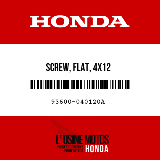 image de 93600-040120A SCREW, FLAT, 4X12