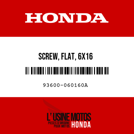 image de 93600-060160A SCREW, FLAT, 6X16