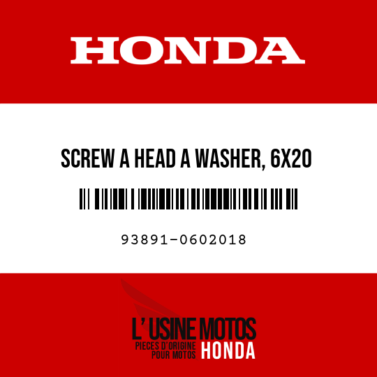 image de 93891-0602018 SCREW A HEAD A WASHER, 6X20