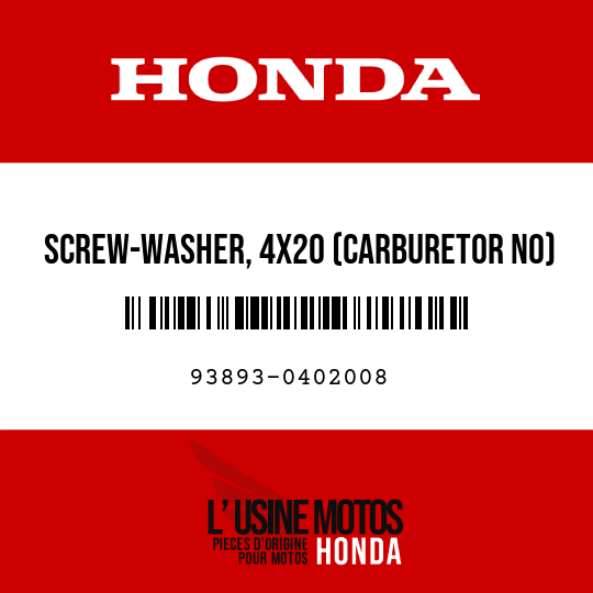 image de 93893-0402008 SCREW-WASHER, 4X20 (CARBURETOR NO)
