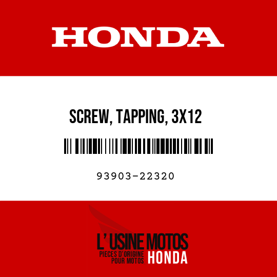 image de 93903-22320 SCREW, TAPPING, 3X12