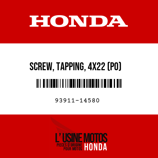 image de 93911-14580 SCREW, TAPPING, 4X22 (PO)