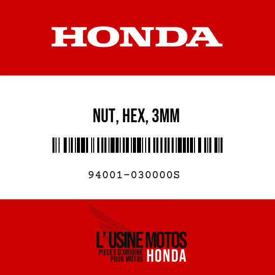 image de 94001-030000S NUT, HEX, 3MM