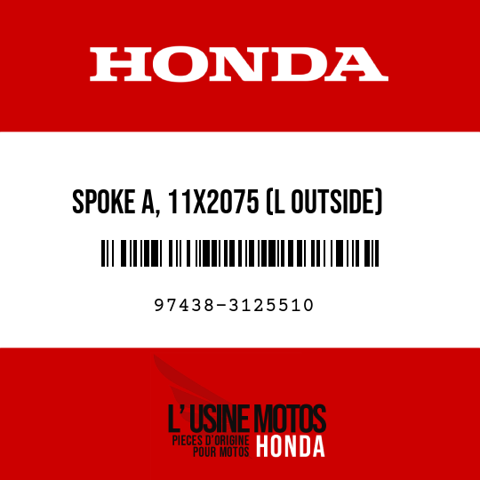 image de 97438-3125510 SPOKE A, 11X2075 (L OUTSIDE)